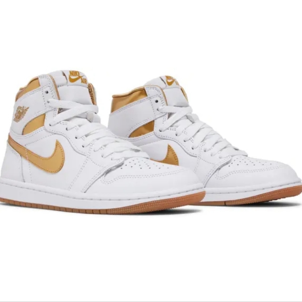 Air Jordan 1 Retro High OG White Gold Womens Sneakers - 8.5